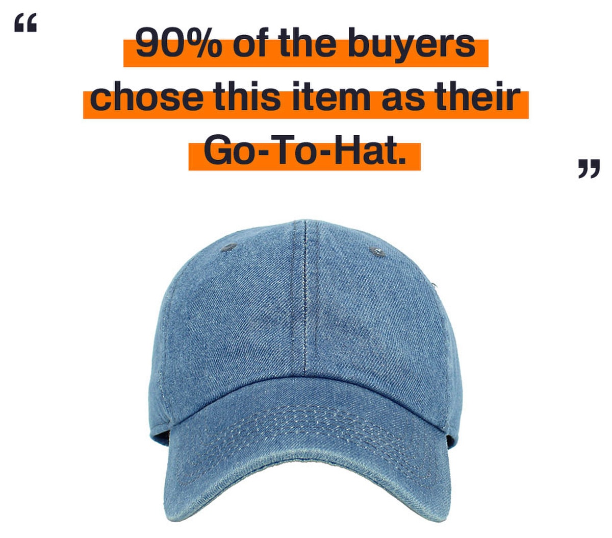 Medium Denim Low Profile Baseball Caps Front View